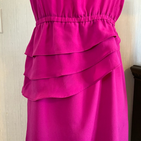 AVON MARK strapless ruffle purple magenta dress - Picture 4 of 11